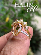 Rose Cut Pear Shaped Diamond Ring Set. (Made To Order)