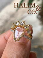 Rose Cut Pear Shaped Diamond Ring Set. (Made To Order)
