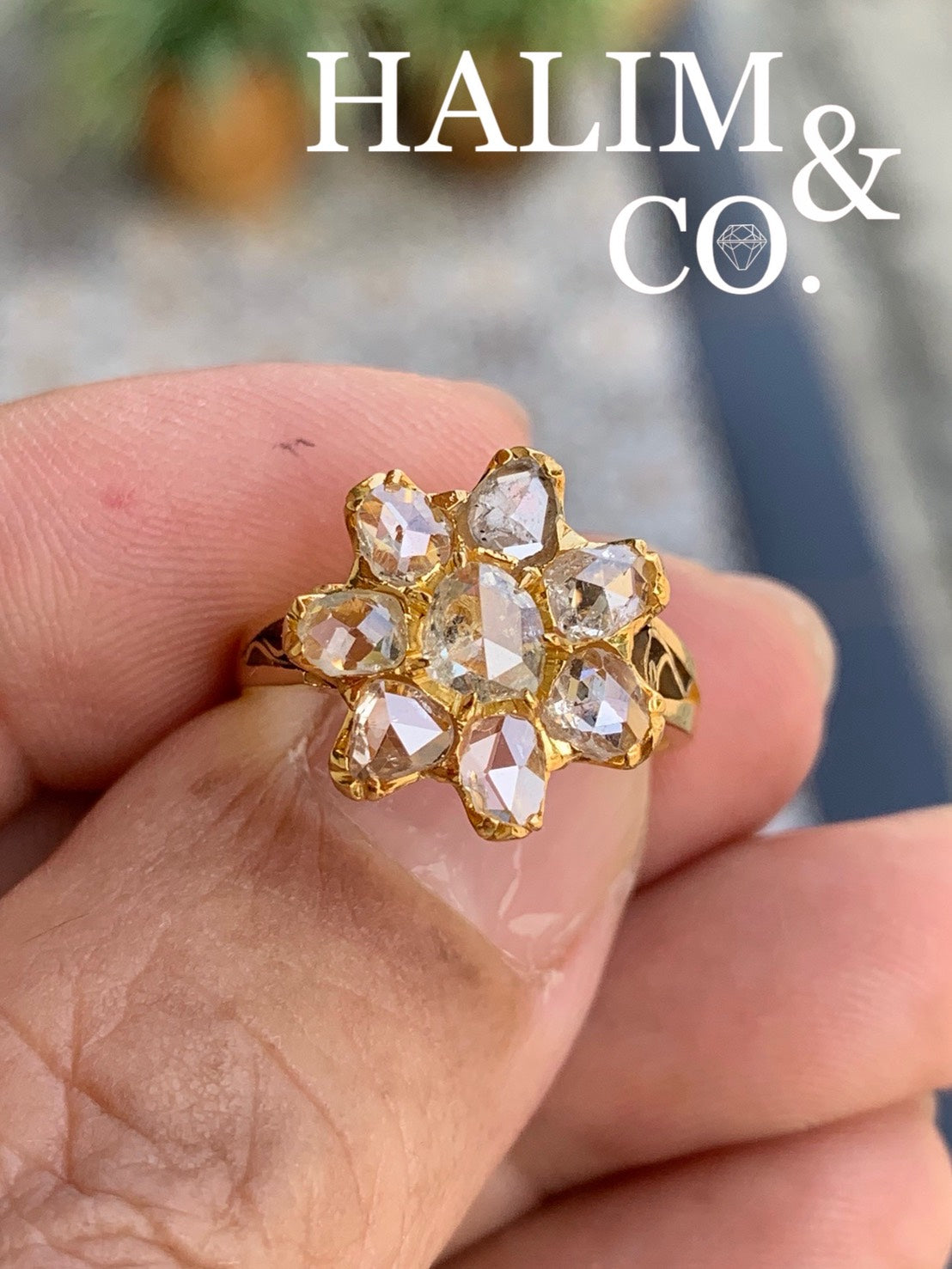 Antique Rose Cut Diamond Ring. Kebaya Jewelry / Peranakan Nyonya Jewelry