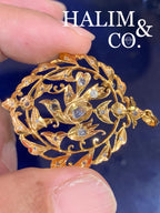 Antique Bird Polki Diamond Brooch/Pendant With Gold.