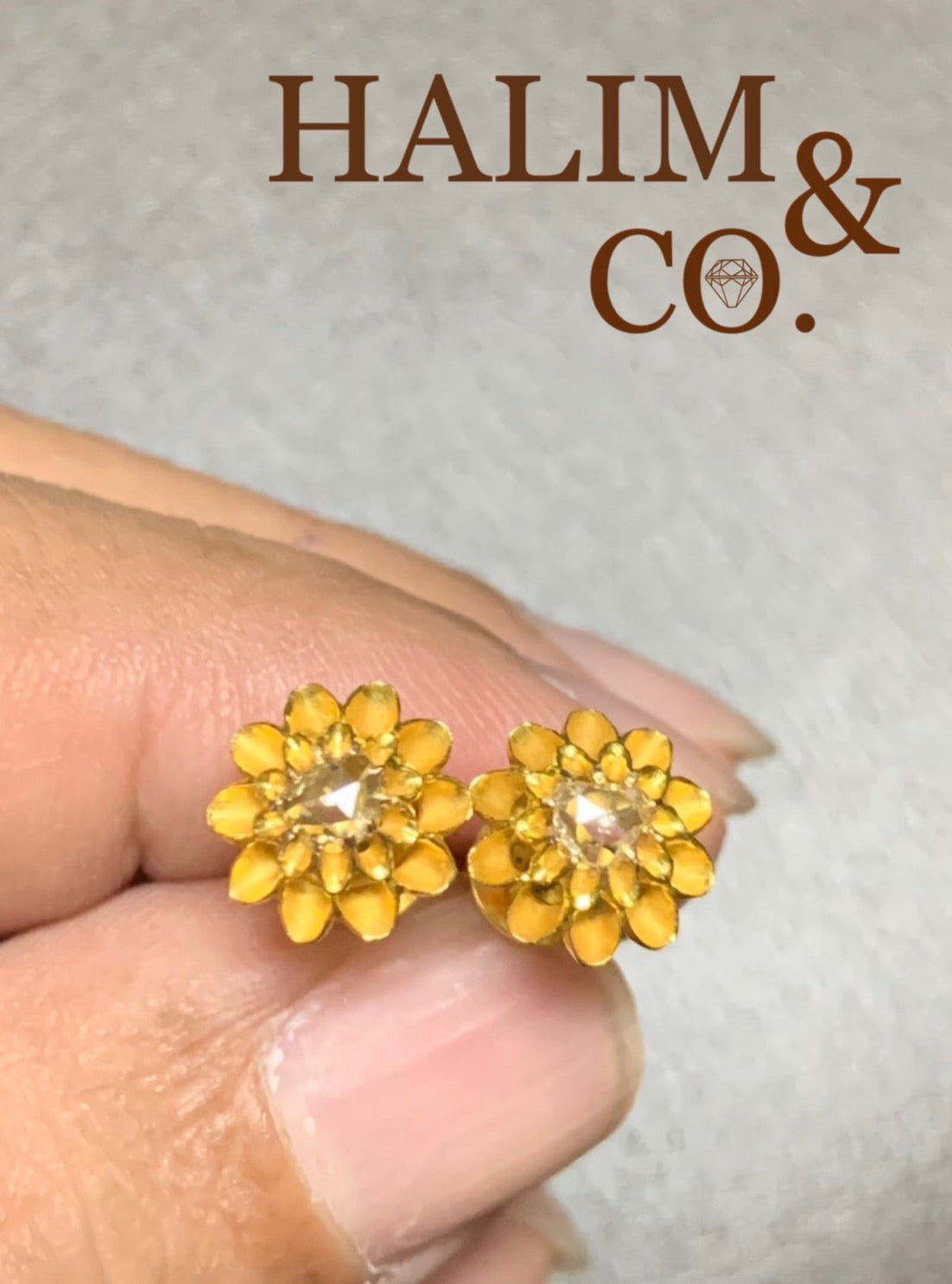 Antique Polki Diamond Flower Earrings With 14k Gold. Kebaya Jewelry / Peranakan Nyonya Jewelry