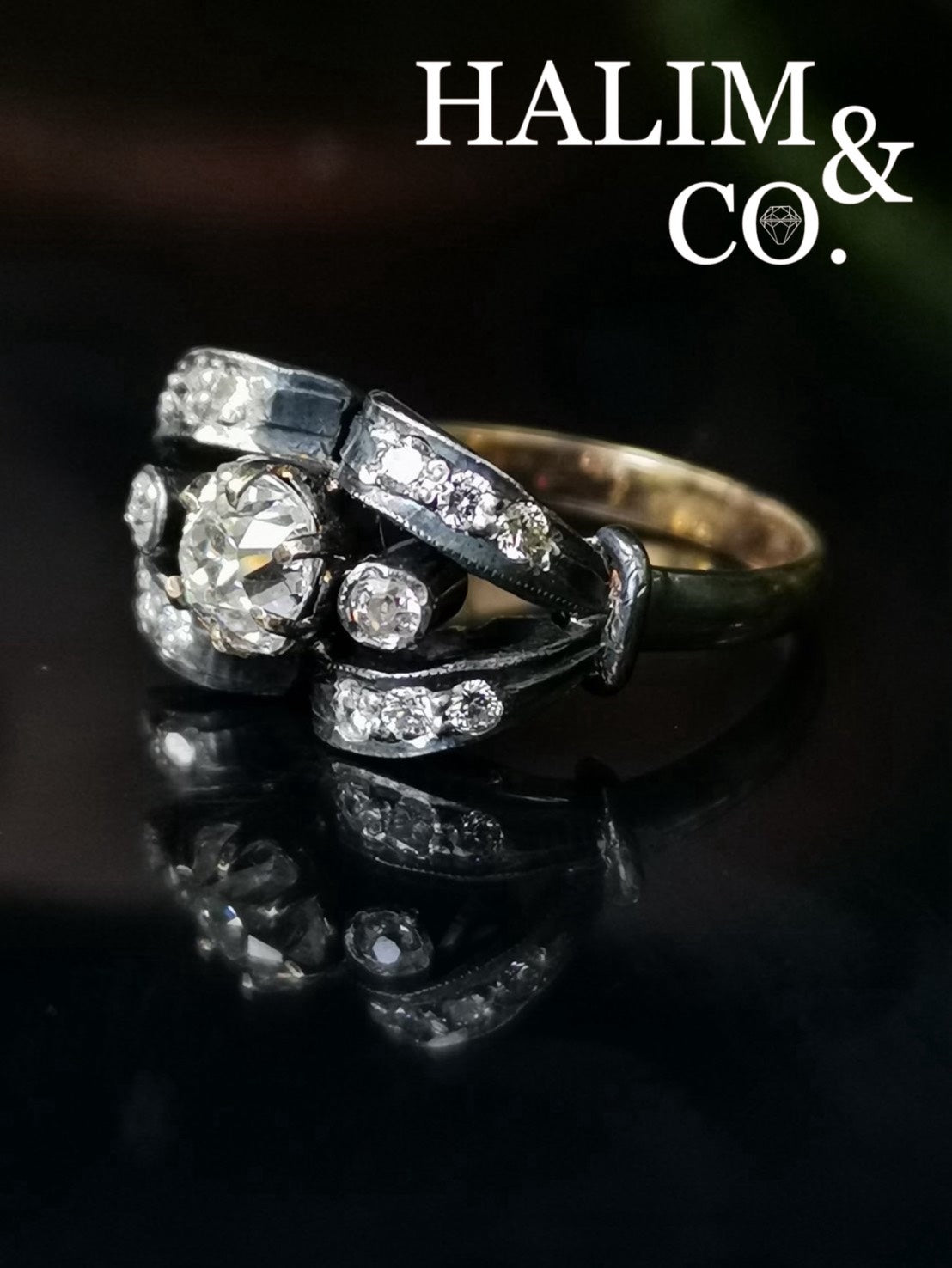 Antique Old Mine Cut Diamond Ring.