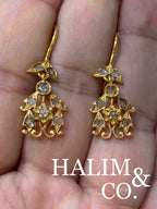 Antique Polki Diamond Dangle Earrings. Kebaya Jewelry / Peranakan Nyonya Jewelry