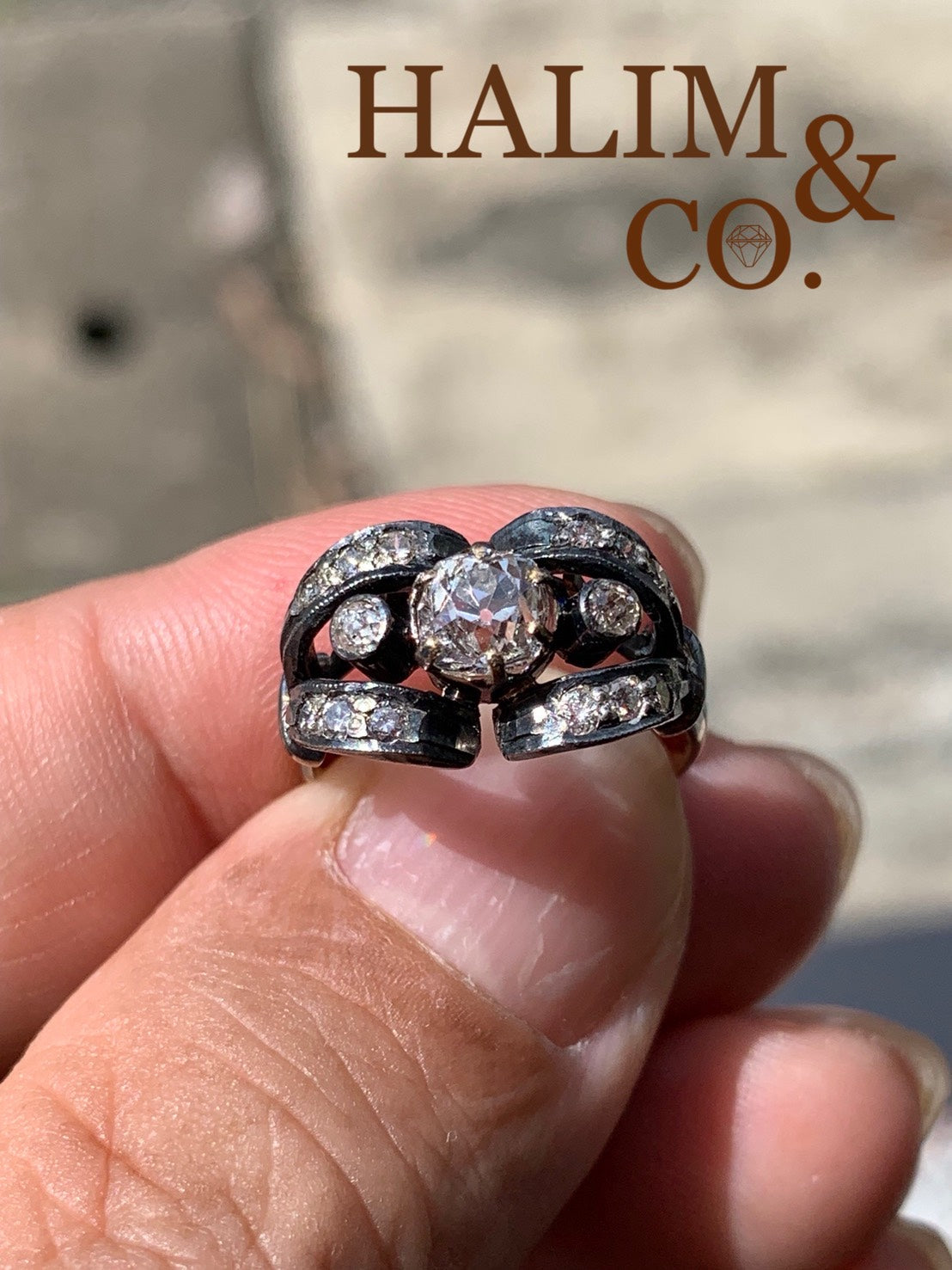 Antique Old Mine Cut Diamond Ring.