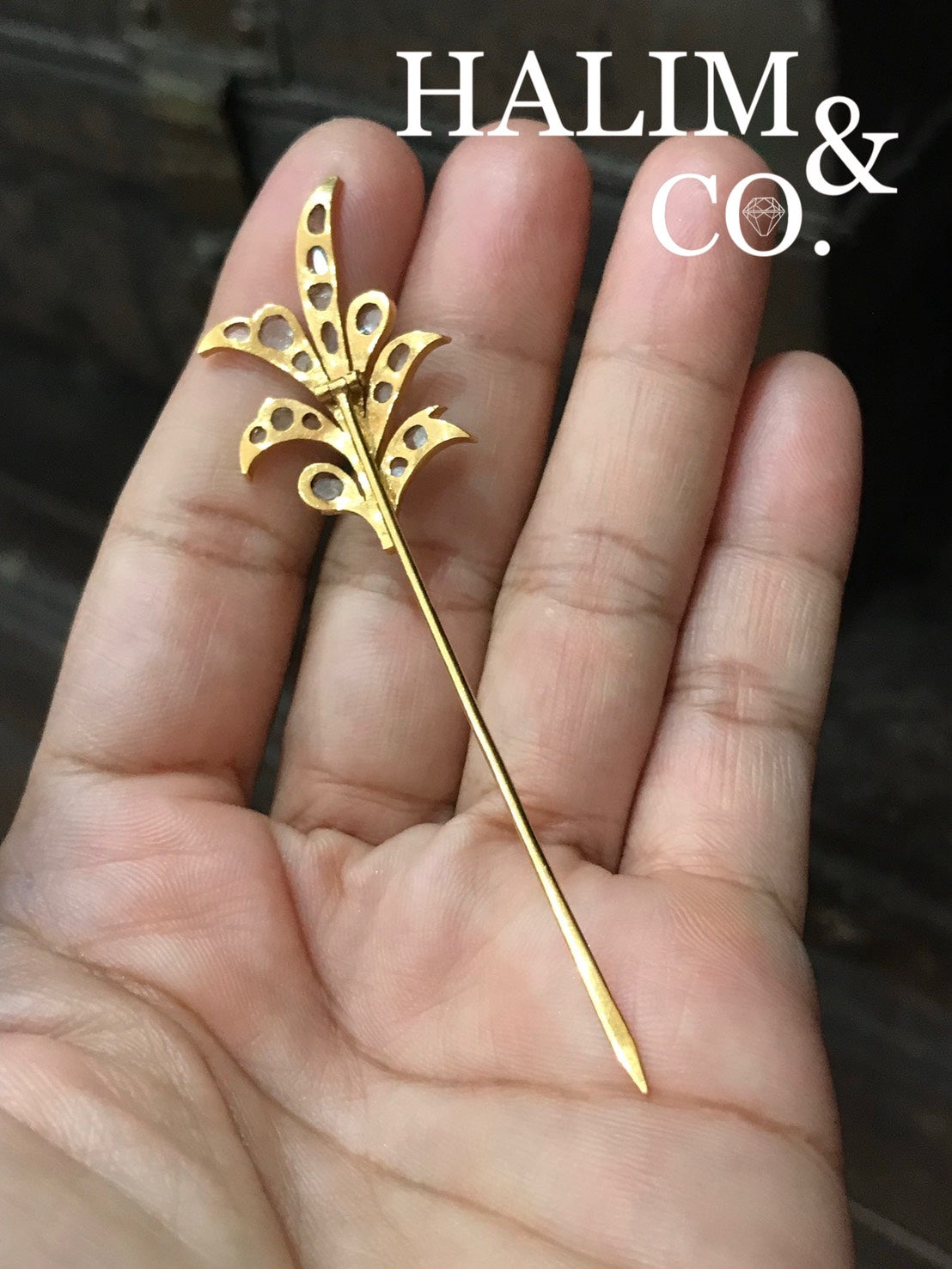 Antique Polki Diamond Hairpin. Kebaya Jewelry / Peranakan Nyonya Jewelry