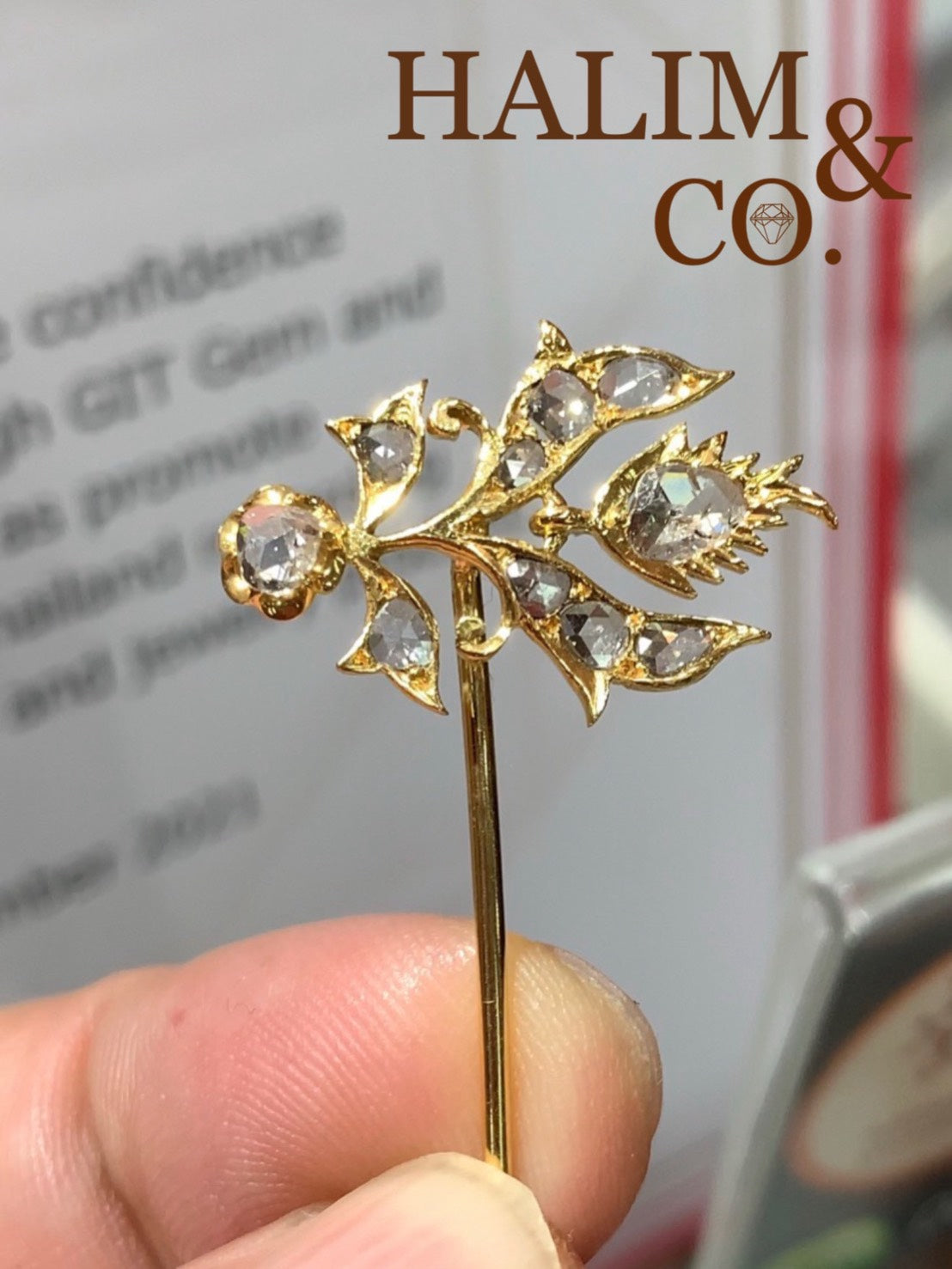 Antique Rose Cut Diamond Hairpin. Peranakan nyonya jewellry.