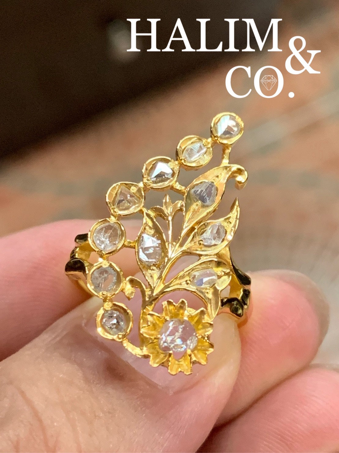 Antique Polki Diamond Phoenix Tail Ring.