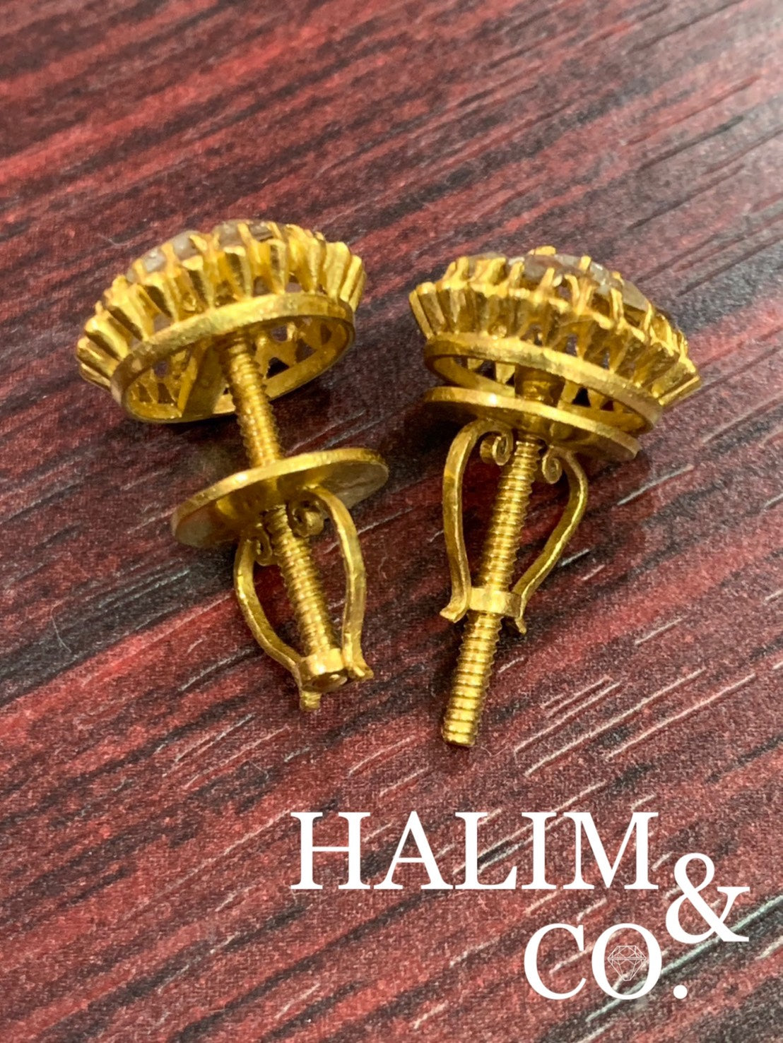 Antique Polki Diamond Earrings. Kebaya Jewelry / Peranakan Nyonya Jewelr