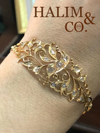 Antique Gold Bird Bangle With Rose Cut Diamond And Polki Diamond. Kebaya Jewelry / Peranakan Nyonya Jewelry