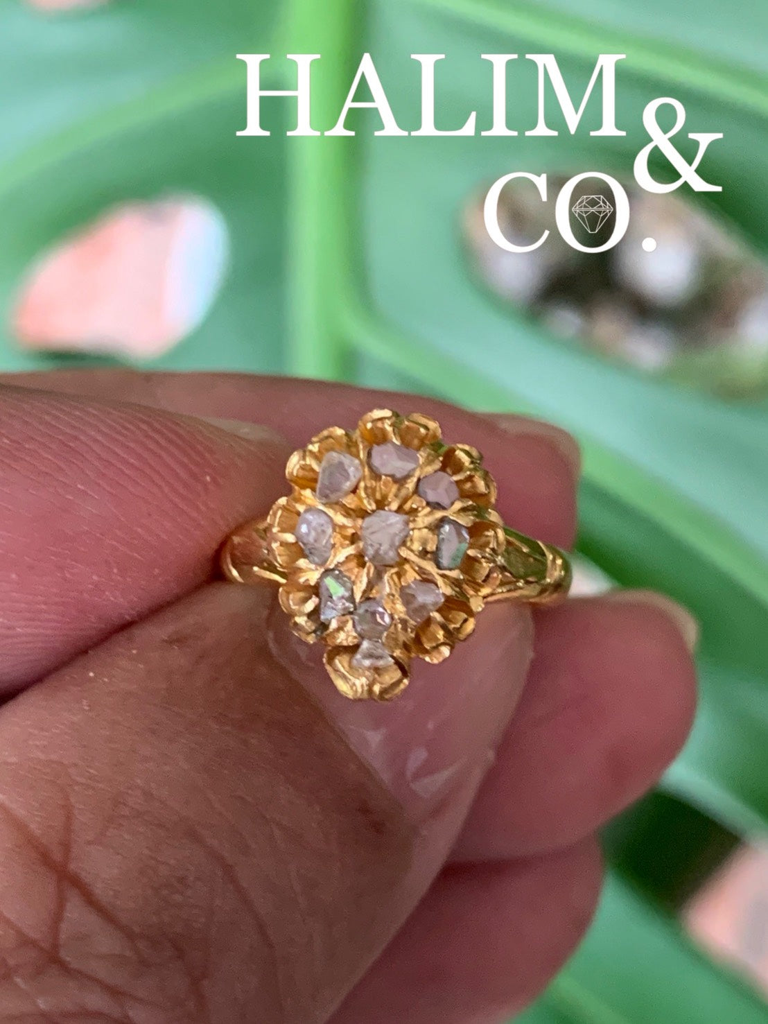 Antique Polki Diamond Ring **engraved in the ring** Kebaya Jewelry / Peranakan Nyonya Jewelry