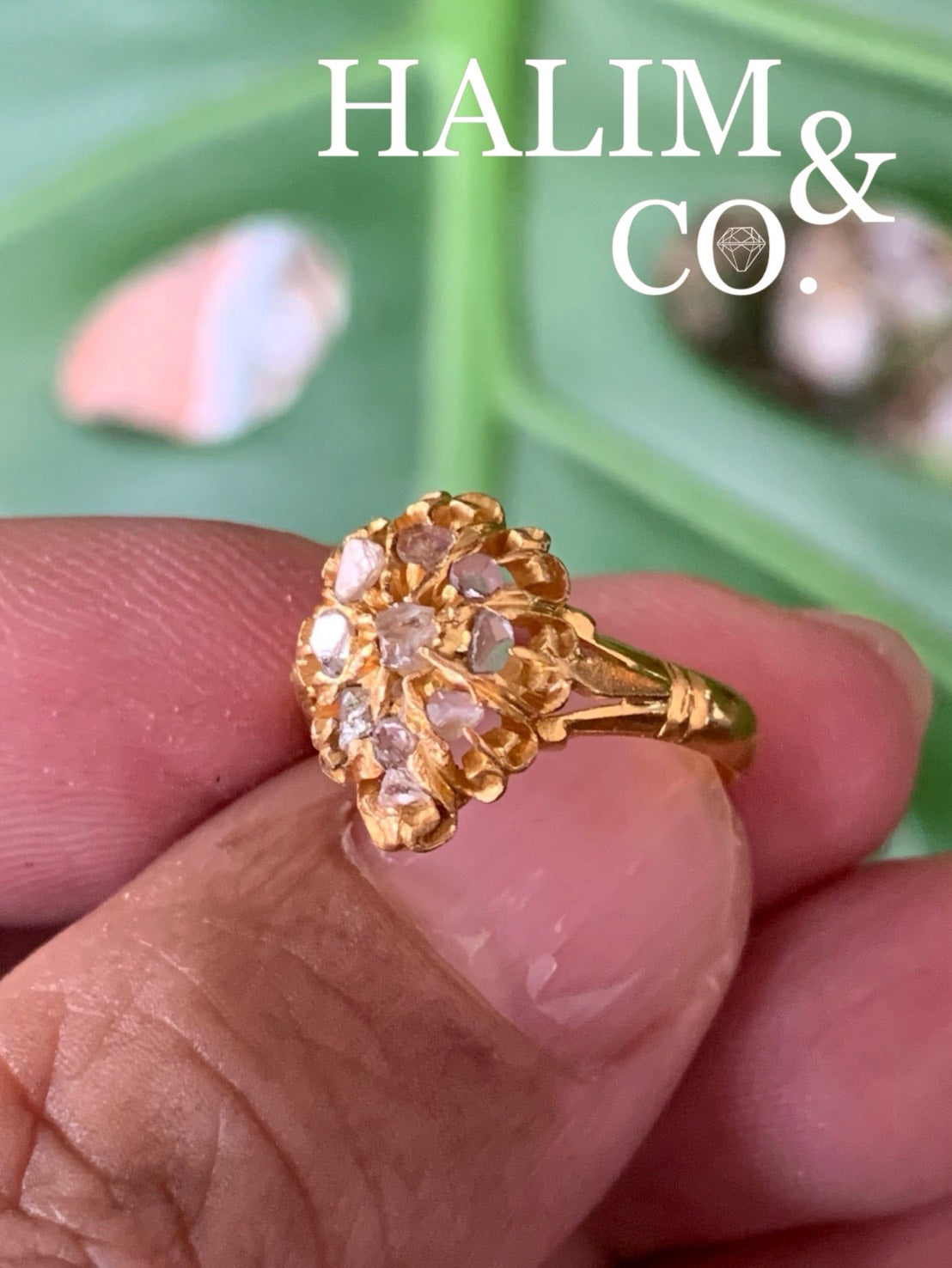 Antique Polki Diamond Ring **engraved in the ring** Kebaya Jewelry / Peranakan Nyonya Jewelry