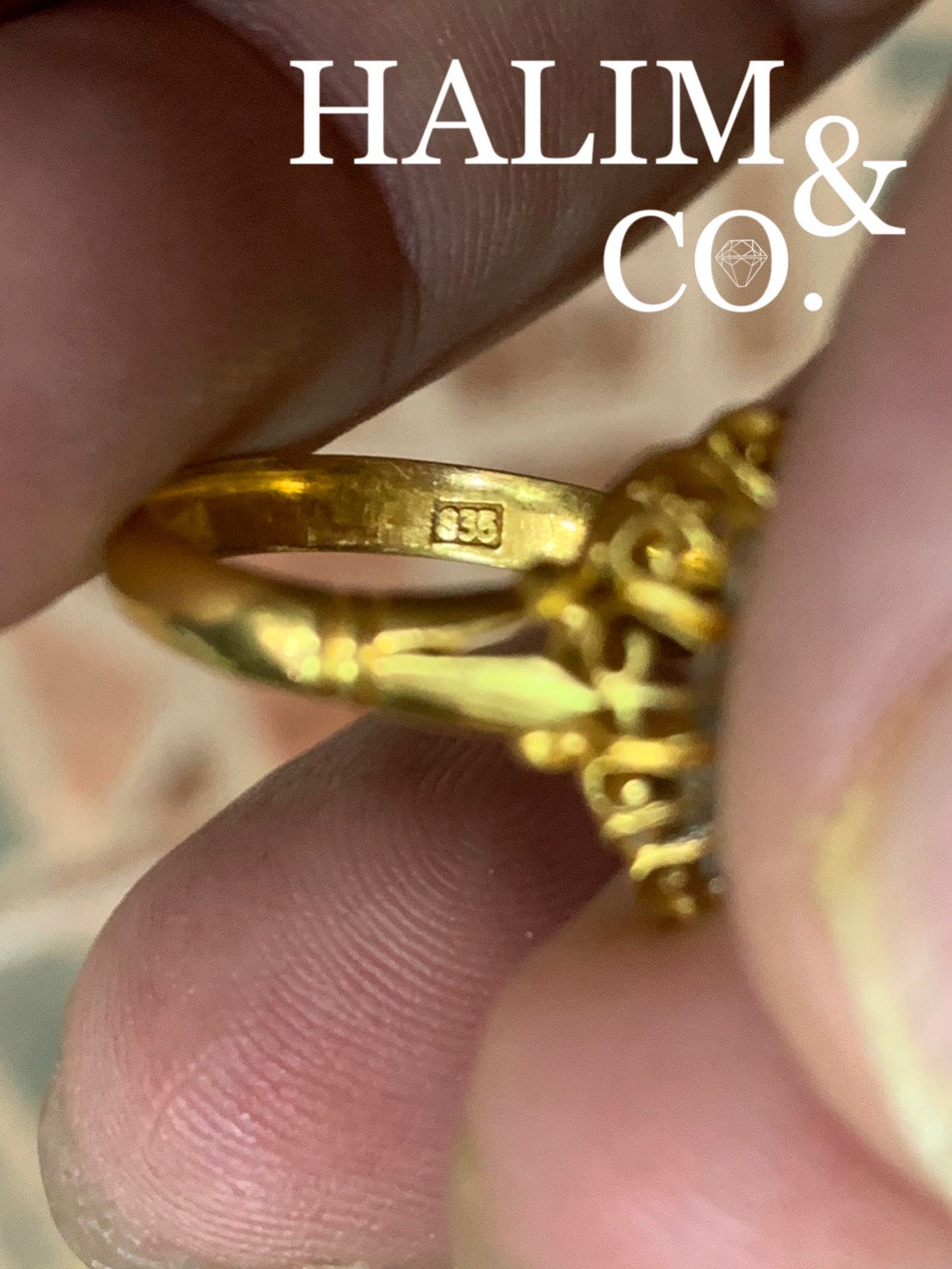 Antique Polki Diamond Ring **engraved in the ring** Kebaya Jewelry / Peranakan Nyonya Jewelry