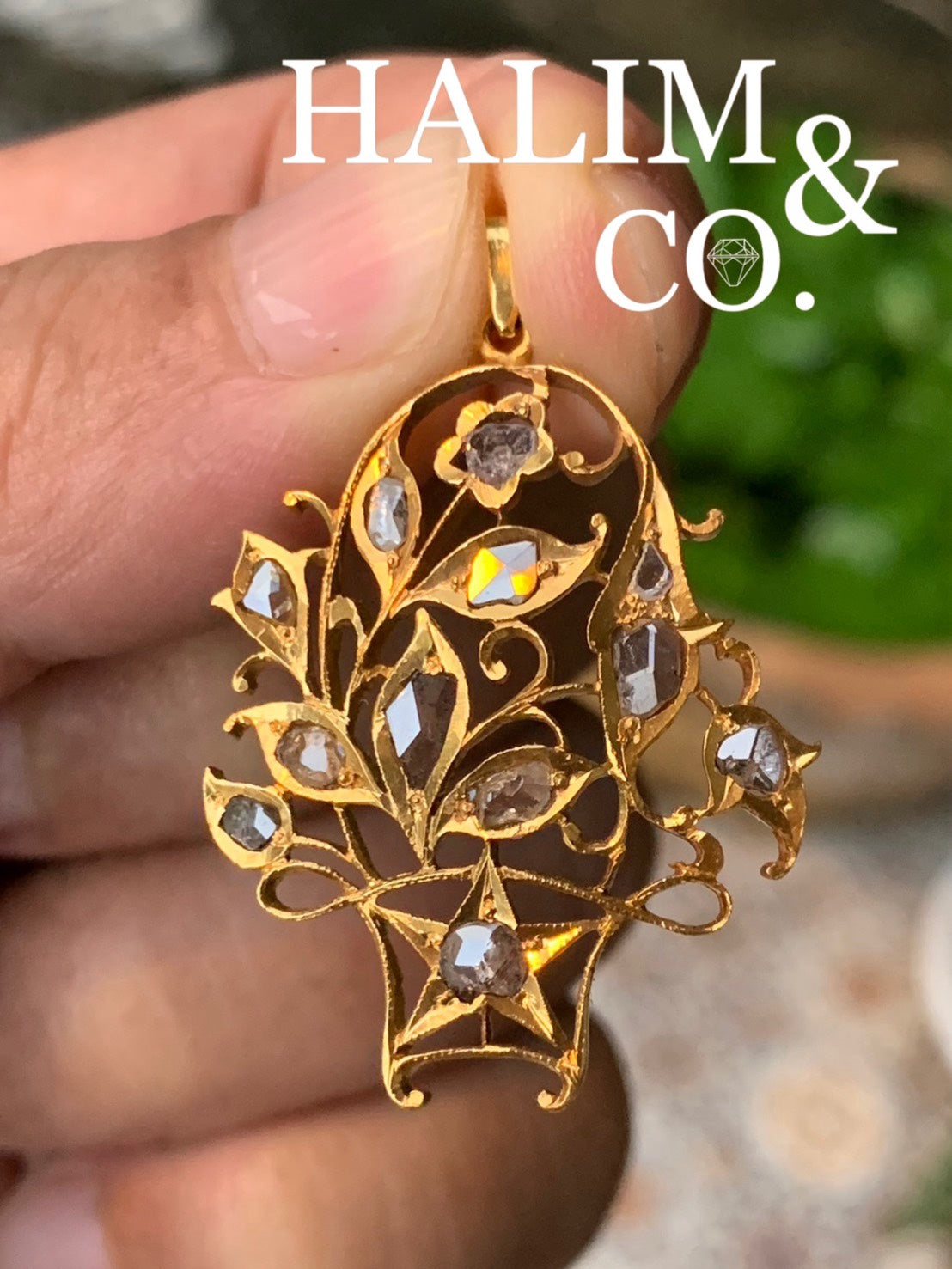 Antique Polki Diamond Pendant. Kebaya Jewelry / Peranakan Nyonya Jewelry