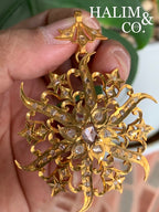 Antique Polki Diamond Star Pendant And Brooch. Peranakan Nyonya Jewelry