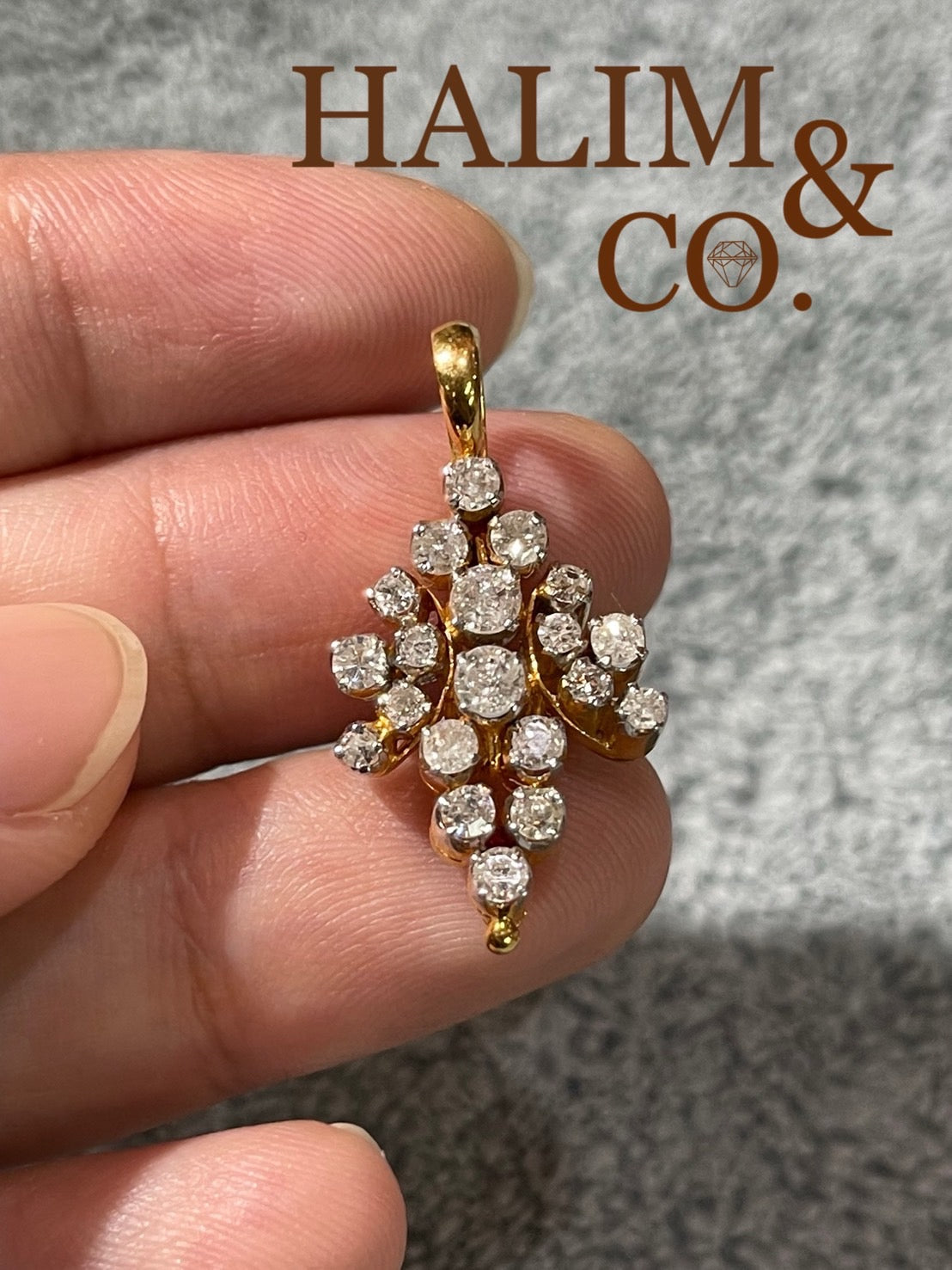 Antique brilliant cut Diamond Pendant. Kebaya Jewelry / Peranakan Nyonya Jewelry