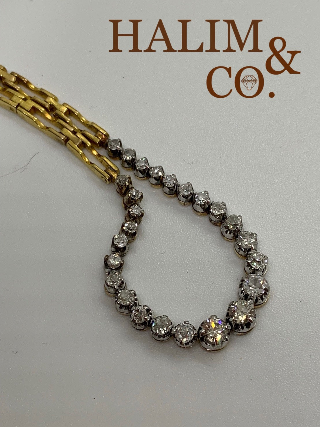 Antique Gold Bracelet With Old Mine Cut Diamonds.