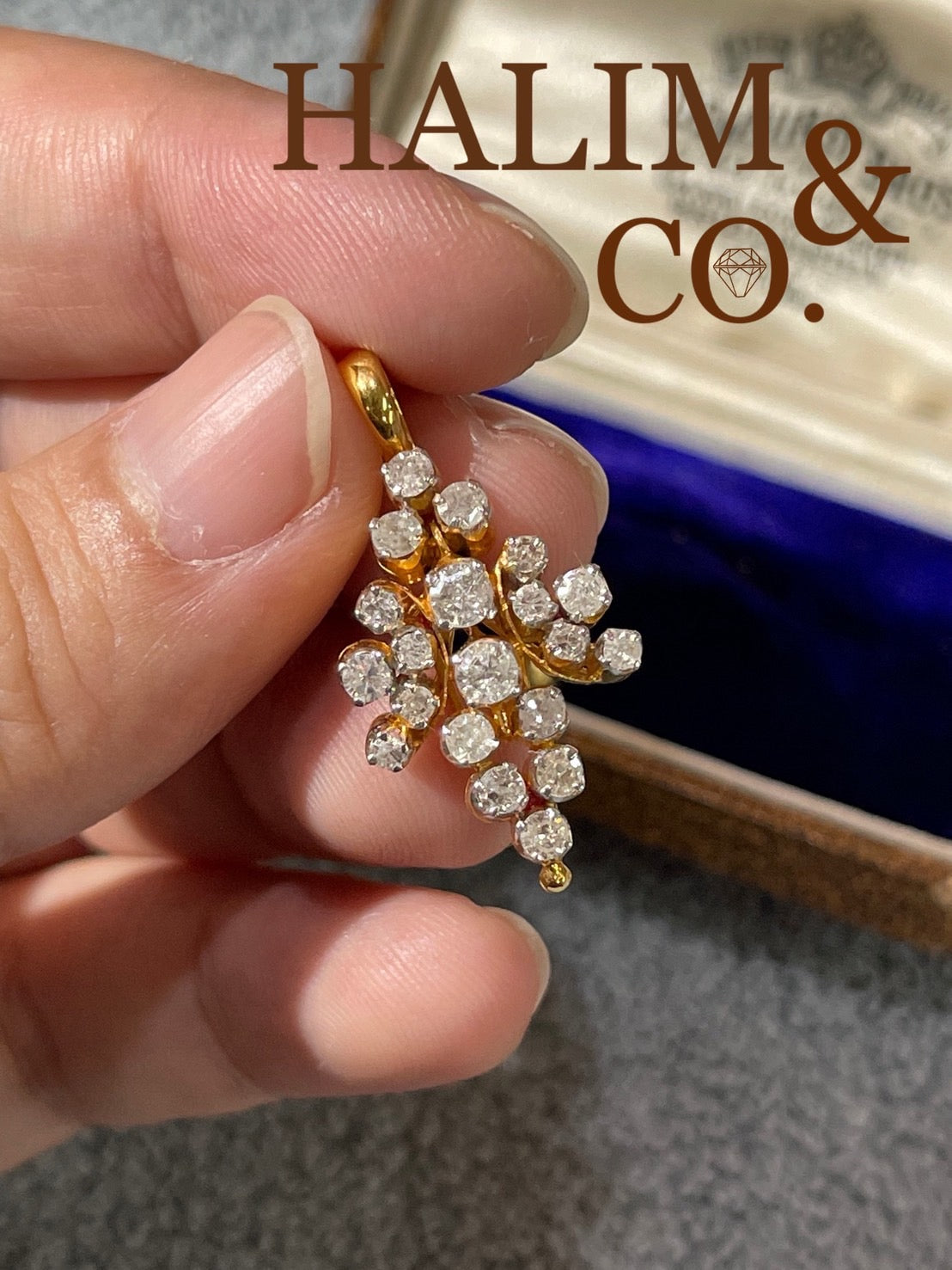 Antique brilliant cut Diamond Pendant. Kebaya Jewelry / Peranakan Nyonya Jewelry