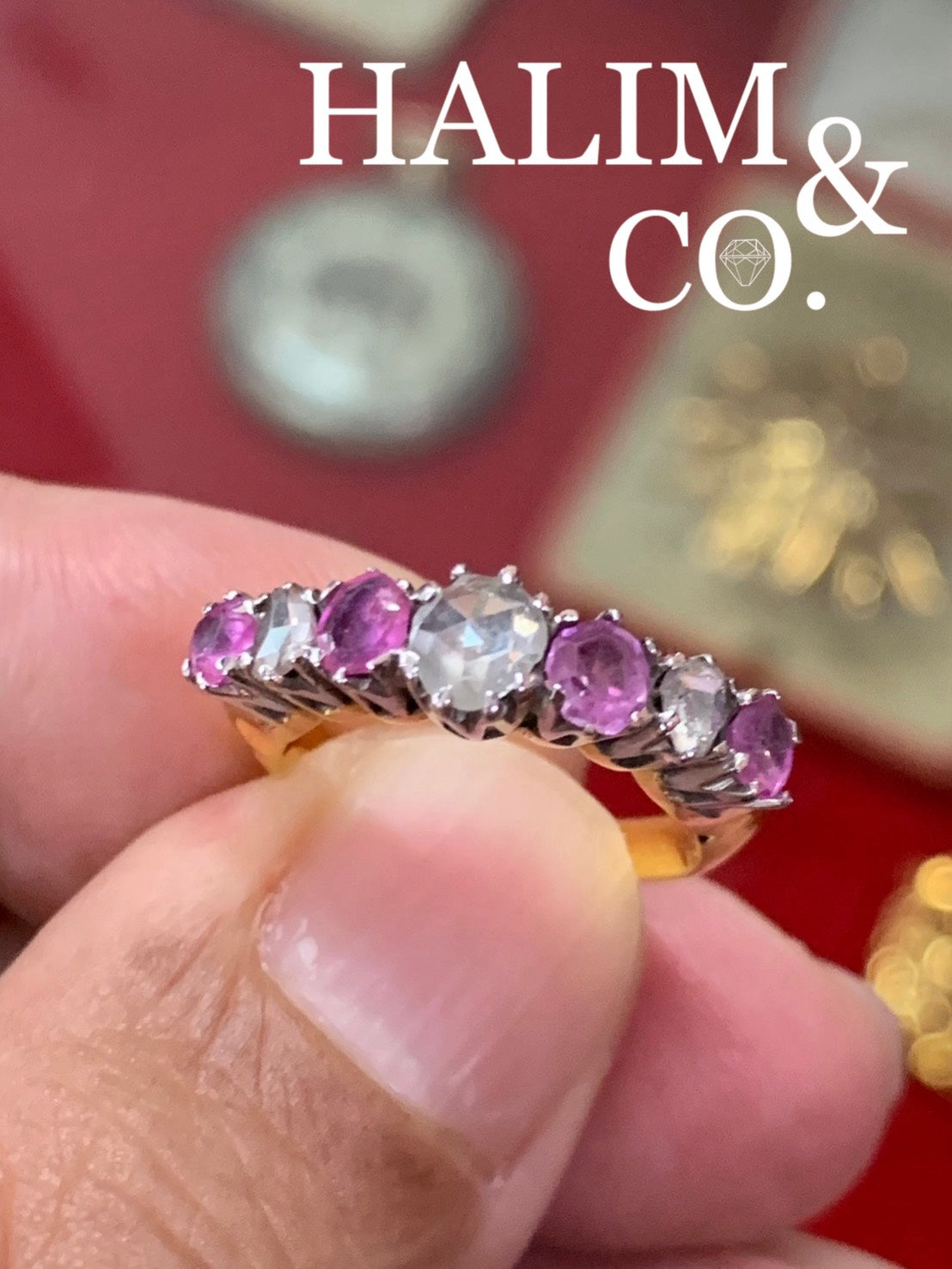 Antique Rose Cut Diamond And Ruby Ring. Kebaya Jewelry / Peranakan Nyonya Jewelry