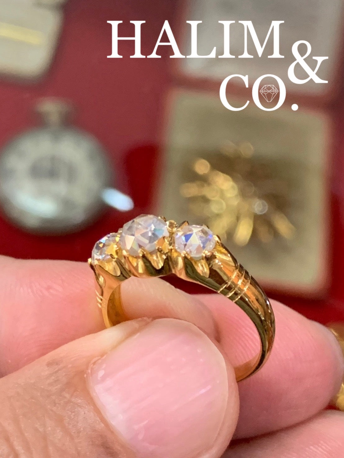 Antique Rose Cut Zircon Ring. Kebaya Jewelry / Peranakan Nyonya Jewelry