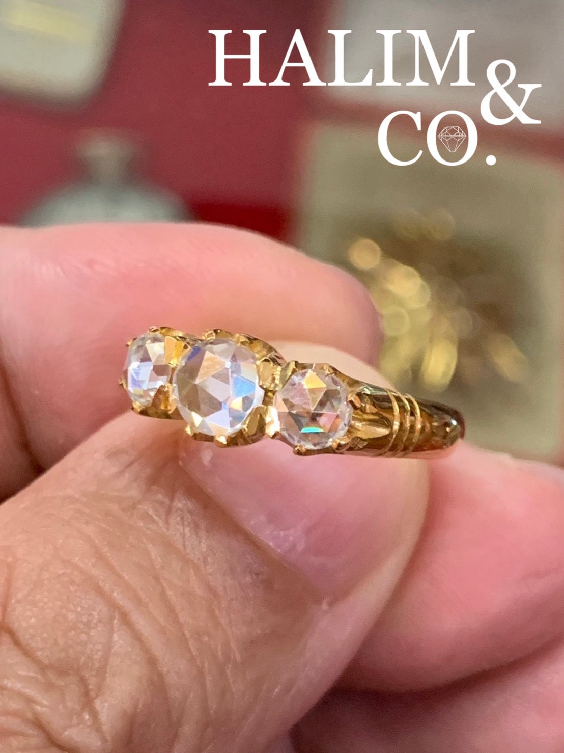 Antique Rose Cut Zircon Ring. Kebaya Jewelry / Peranakan Nyonya Jewelry