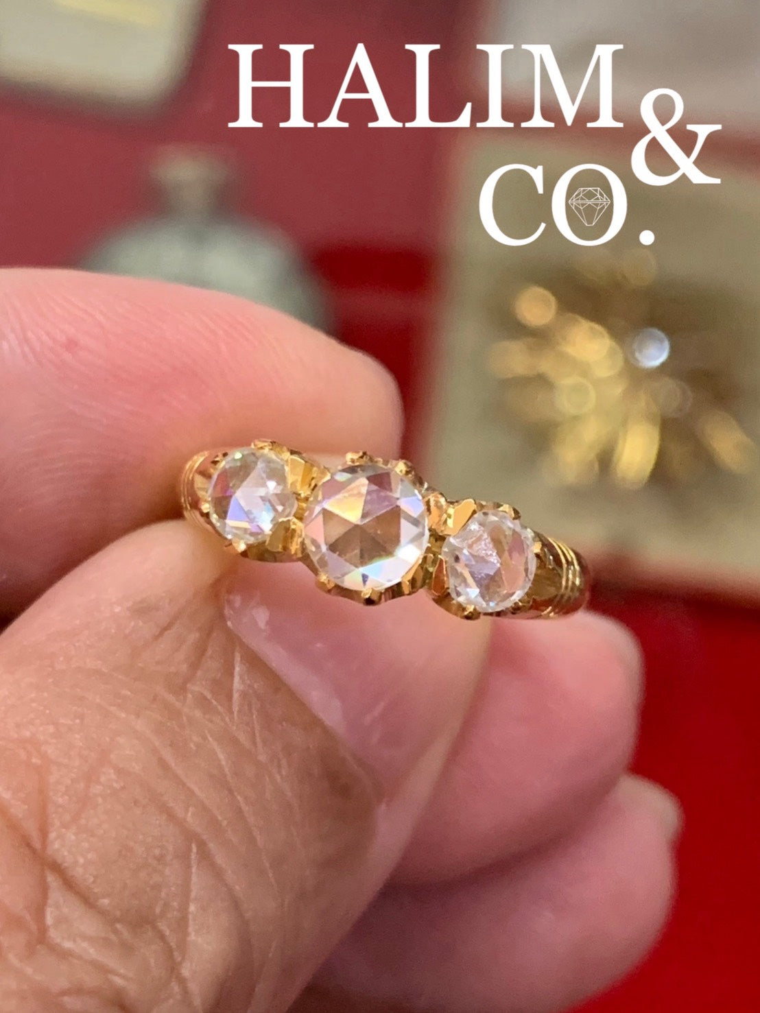 Antique Rose Cut Zircon Ring. Kebaya Jewelry / Peranakan Nyonya Jewelry