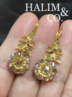 Antique Polki Diamond Chandelier Earrings. Kebaya Jewelry / Peranakan Nyonya Jewelry