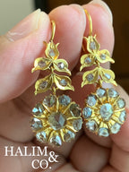Antique Polki Diamond Chandelier Earrings. Kebaya Jewelry / Peranakan Nyonya Jewelry