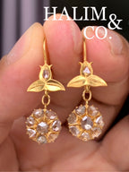 Antique Polki Diamond Dangle Earrings. Kebaya Jewelry / Peranakan Nyonya Jewelry