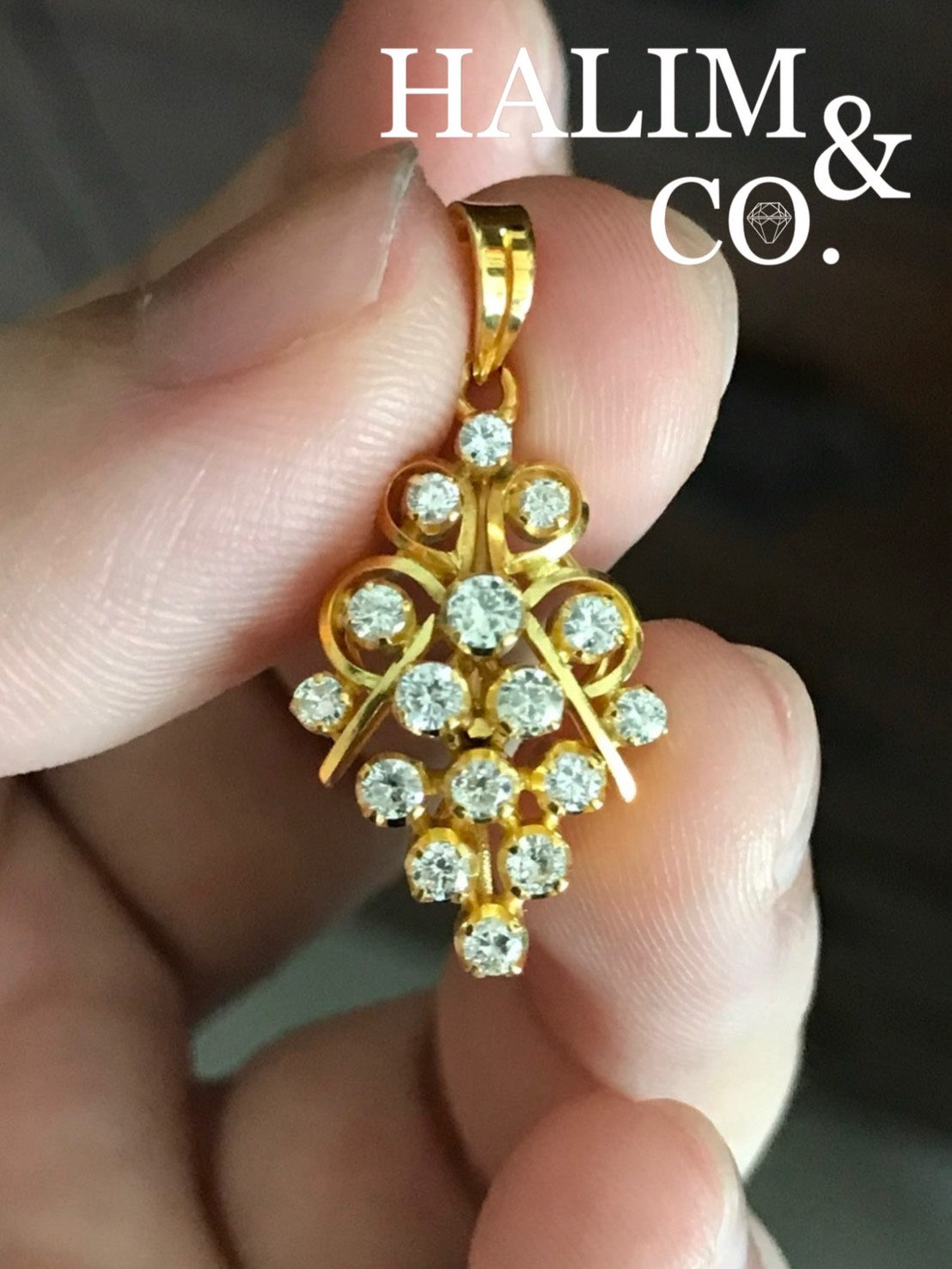 Antique Diamond Pendant With 18k Gold. Kebaya Jewelry / Peranakan Nyonya Jewelry
