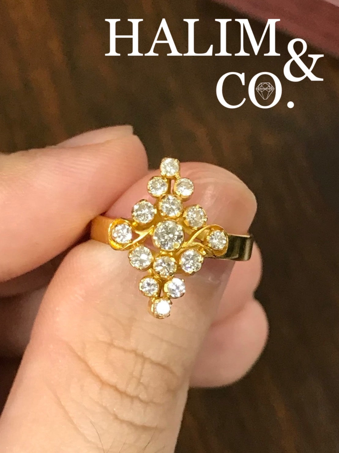 Antique Diamond Ring With 18k Gold. Kebaya Jewelry / Peranakan Nyonya Jewelry