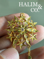 A gorgeous set of three antique polki diamond brooches set with detachable chains.