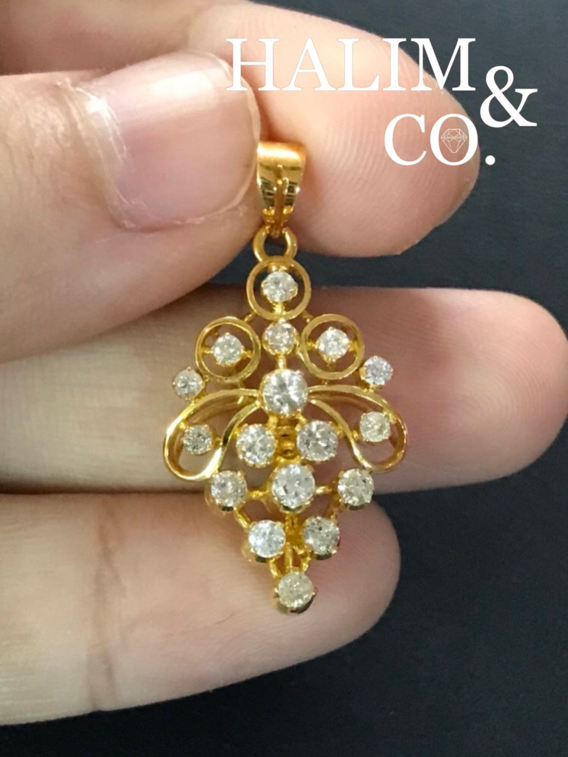 Antique Diamond Pendant With 18k Gold. Kebaya Jewelry / Peranakan Nyonya Jewelry