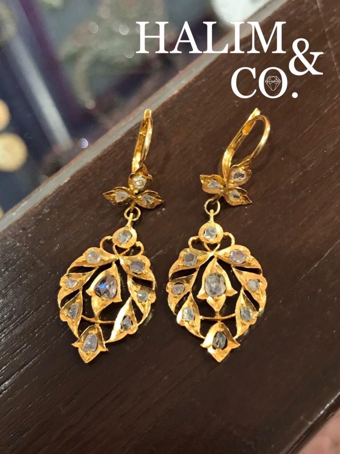 Antique Polki Diamond Chandelier Earrings.