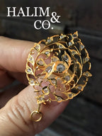 Antique Bird Polki Diamond Brooch/Pendant With 18k Gold.