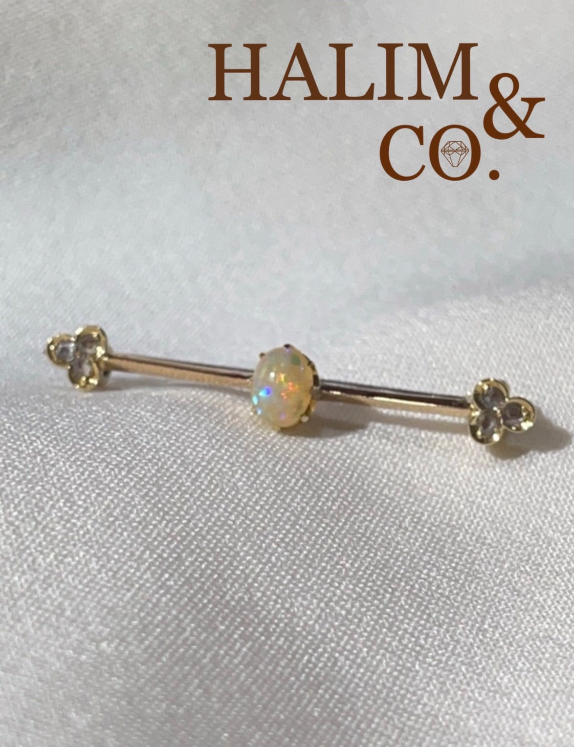 Antique natural Opal & Diamond brooch.