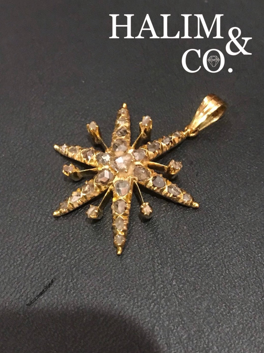 Antique Star Polki Diamond Pendant With 22k Gold. Kebaya Jewelry / Peranakan Nyonya Jewelry