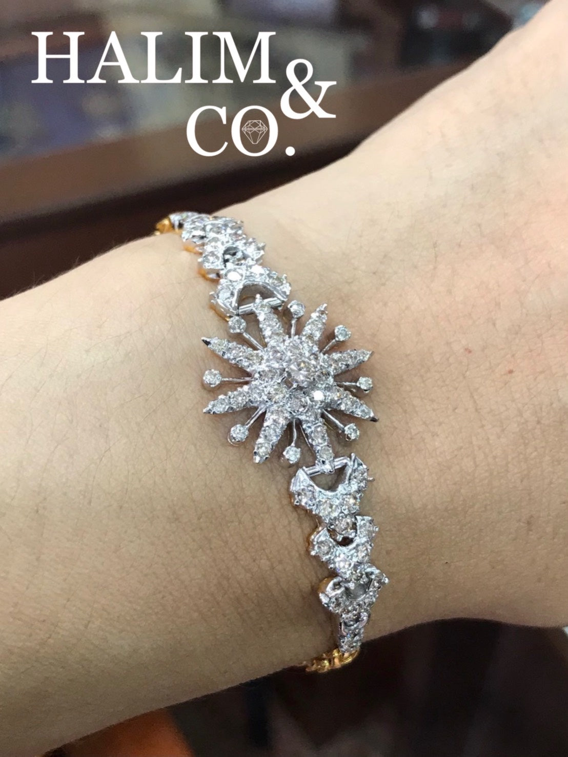 Antique Diamond Bracelet With Gold. Kebaya Jewelry / Peranakan Nyonya Jewelry