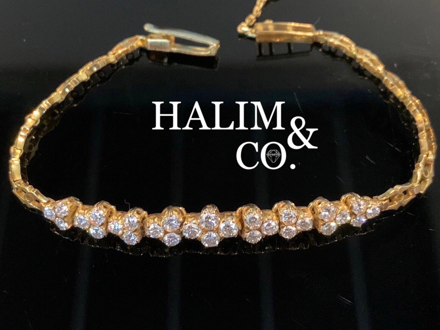 Antique Old Cut Diamond Bracelet With 22k Gold. Kebaya Jewelry / Peranakan Nyonya Jewelry