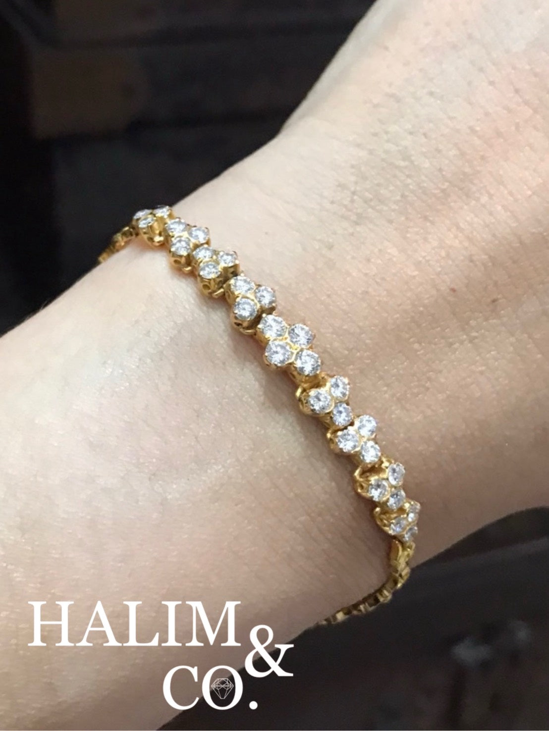 Antique Old Cut Diamond Bracelet With 22k Gold. Kebaya Jewelry / Peranakan Nyonya Jewelry