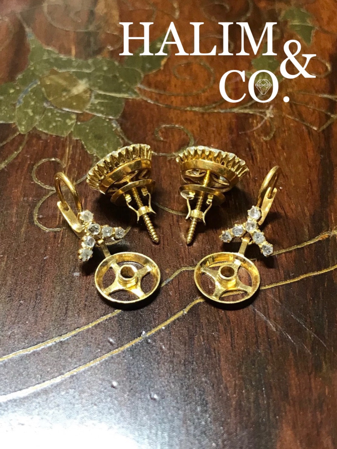 Antique Polki Diamond Chandelier Earrings. Kebaya Jewelry / Peranakan Nyonya Jewelry