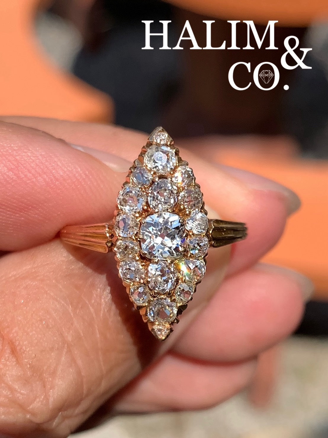 Antique Old Mine Cut Diamond Ring.