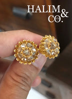Antique Rose Cut Diamond Cluster Earrings. Kebaya Jewelry / Peranakan Nyonya Jewelry