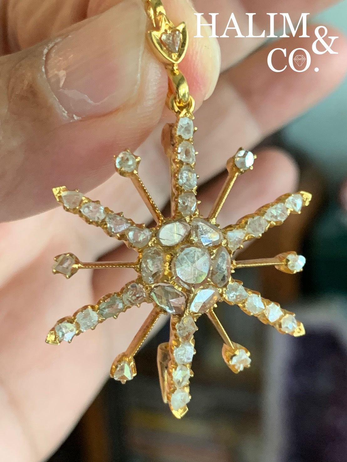 Antique Star Pendant With Polki Diamond. Kebaya Jewelry / Peranakan Nyonya Jewelry