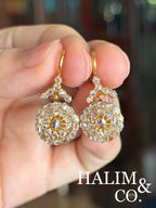 Antique Polki Diamond Chandelier Earrings. Kebaya Jewelry / Peranakan Nyonya Jewelry