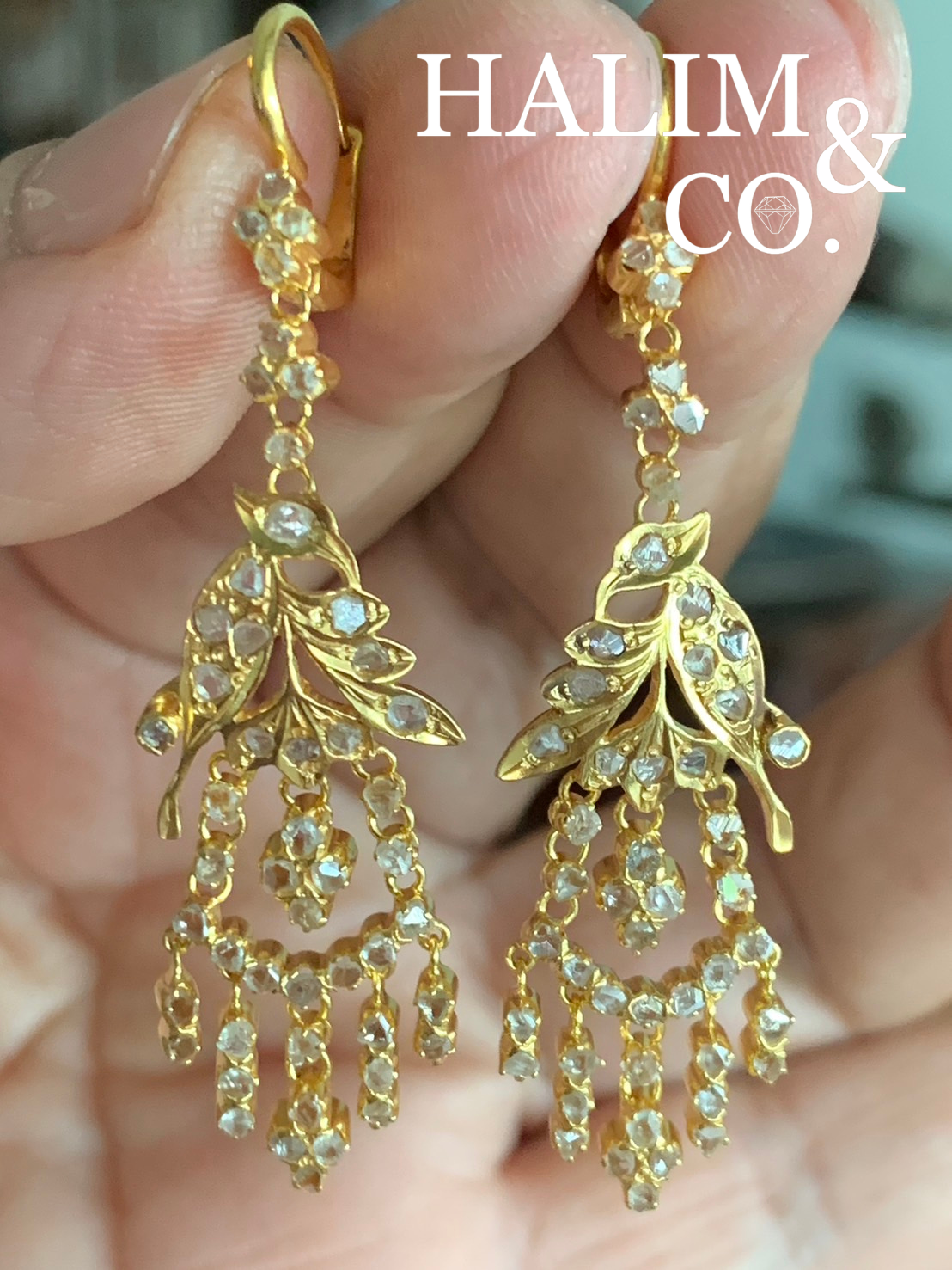 Antique Polki Diamond Earring. Kebaya Jewelry / Peranakan Nyonya Jewelry