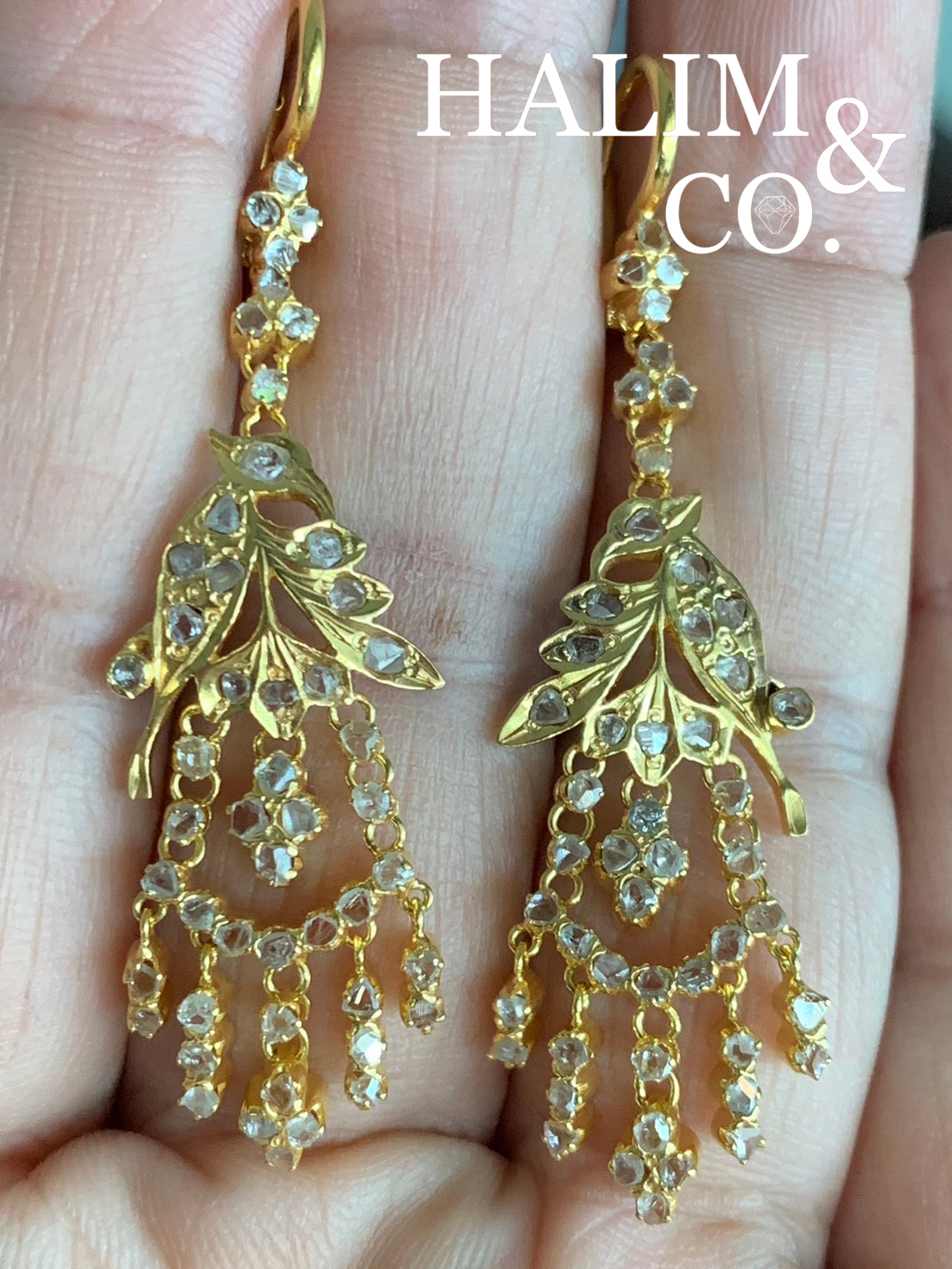 Antique Polki Diamond Earring. Kebaya Jewelry / Peranakan Nyonya Jewelry
