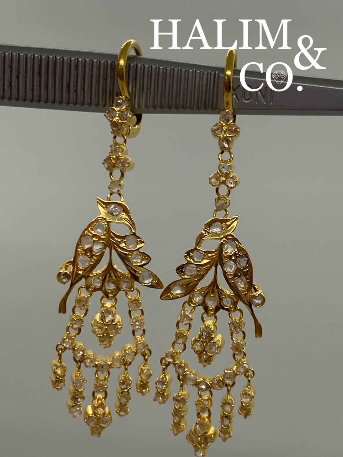 Antique Polki Diamond Earring. Kebaya Jewelry / Peranakan Nyonya Jewelry