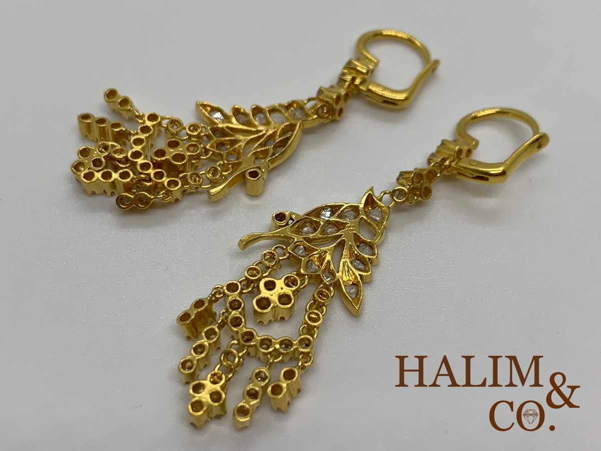 Antique Polki Diamond Earring. Kebaya Jewelry / Peranakan Nyonya Jewelry