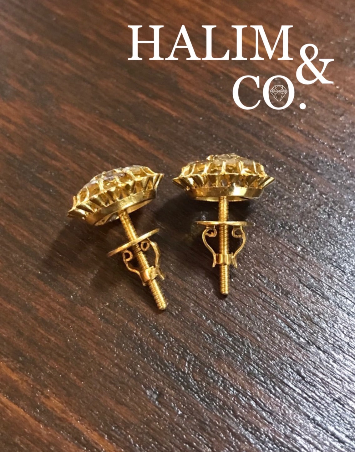 Antique Rose Cut Diamond Cluster Earrings. Kebaya Jewelry / Peranakan Nyonya Jewelry