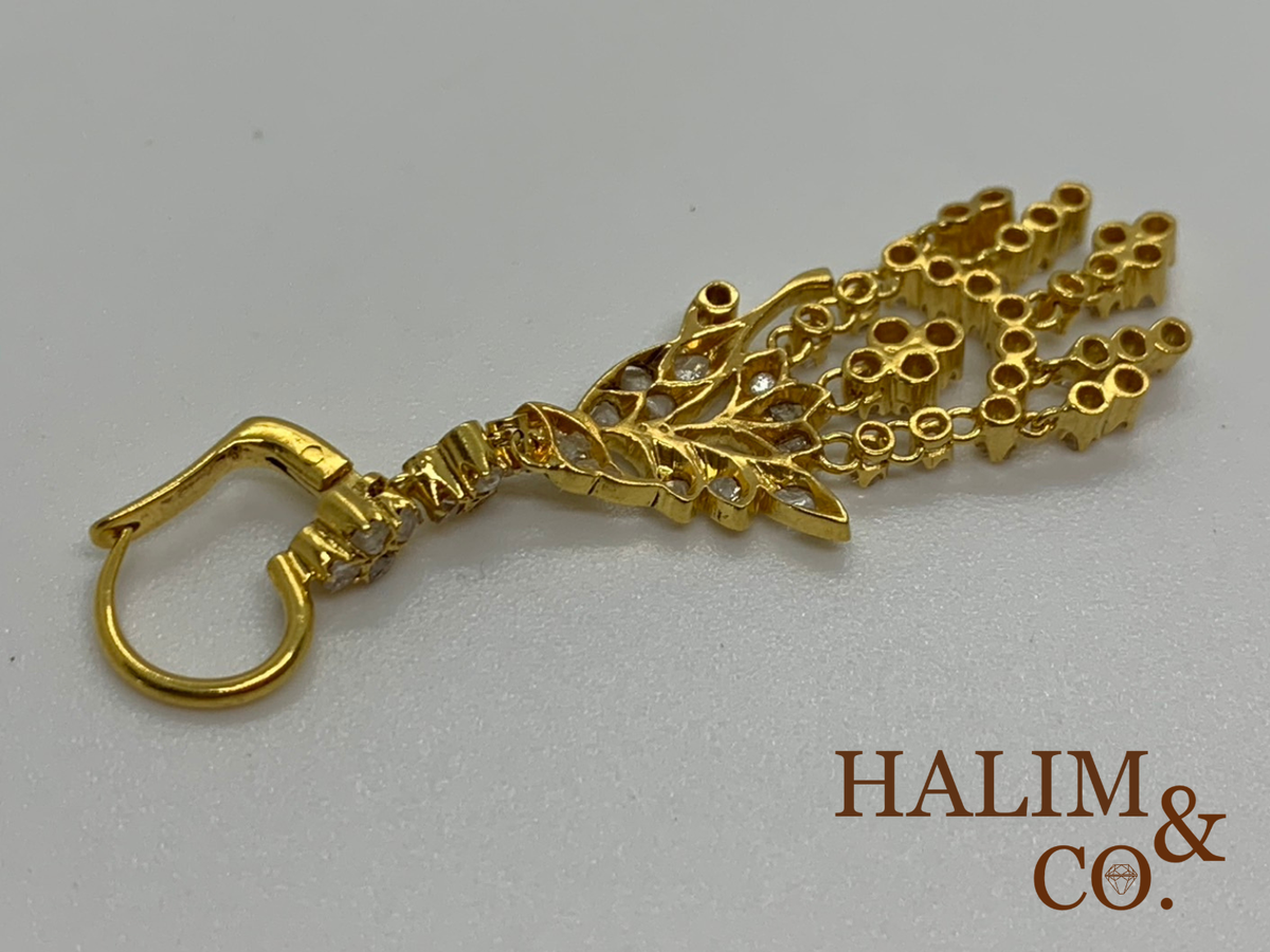 Antique Polki Diamond Earring. Kebaya Jewelry / Peranakan Nyonya Jewelry
